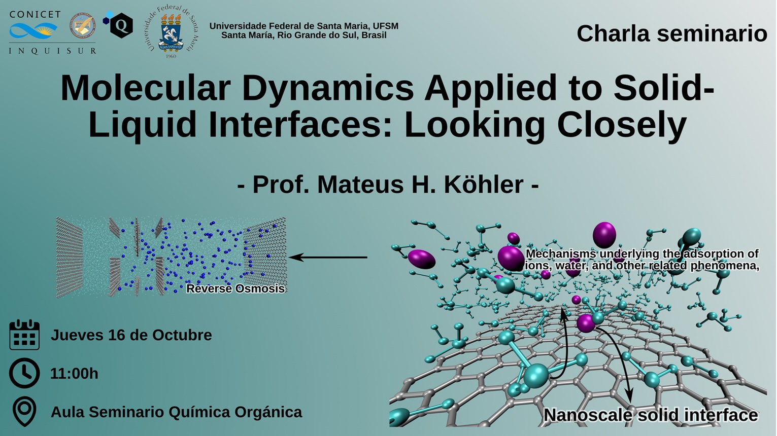 Charla seminario - Molecular Dynamics Applied to Solid-Liquid Interfaces: Looking Closely